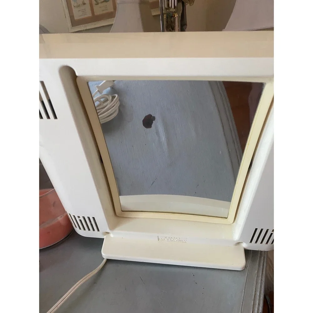 Vintage JCPenney Lighted Makeup Mirror Tabletop Vanity Dual Side Lights Cream